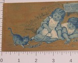 Victorian Trade Demorest Emporium Of Fashions Gold BKGD Kids playing Cat... - $5.93