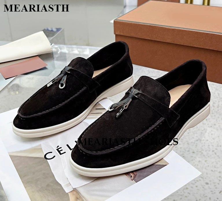 Meariasth Cow Suede Moccasins Loafers Women Slip-On Flats Shoes Spring Genuine L - £76.39 GBP