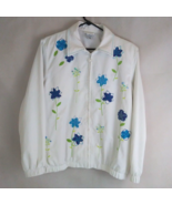 Alfred Dunner Women&#39;s White Jacket With Floral Embroidered Beaded Design... - $14.84
