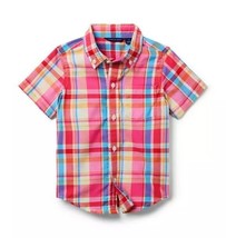 Janie And Jack Madras Plaid Button Up Shirt Boy Blue Pink Red Size 5 Ne W Tags - £22.59 GBP