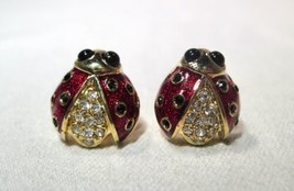 Kirk&#39;s Folly Rhinestone Enamel Ladybug Hat Lapel Tack Pin K1434 - £26.98 GBP