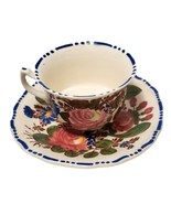 Vtg Myott Son &amp;  Co Peasantry Ceramic Cup &amp; Saucer  England Floral Cotta... - £22.04 GBP