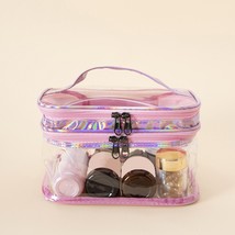 Double Layer Transparent Cosmetic Bag Large Capacity Dry Wet Separation - £12.31 GBP