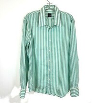 Mens Size XL BOSS Hugo Boss Turquoise Blue Classic Striped Oxford Dress ... - £19.57 GBP