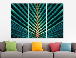 Striped Palm Leaf Tropical Canvas Print Tropical Wall Art Palm Leaves Print Palm - £39.78 GBP