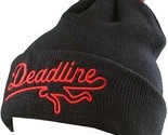 Deadline Negro Bordado SPORTS Logo Plegado Puño Pom Gorro Invierno Esquí... - $22.48