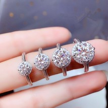 LeeChee Moissanite ring 0.5CT 1CT 2CT 3CT Lab Diamond Jewelry for Women Wedding  - £127.06 GBP