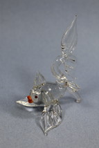 Hand Blown Art 3&quot; Clear Glass Gold Fish Figurine Decorative Collectible Used - £11.88 GBP