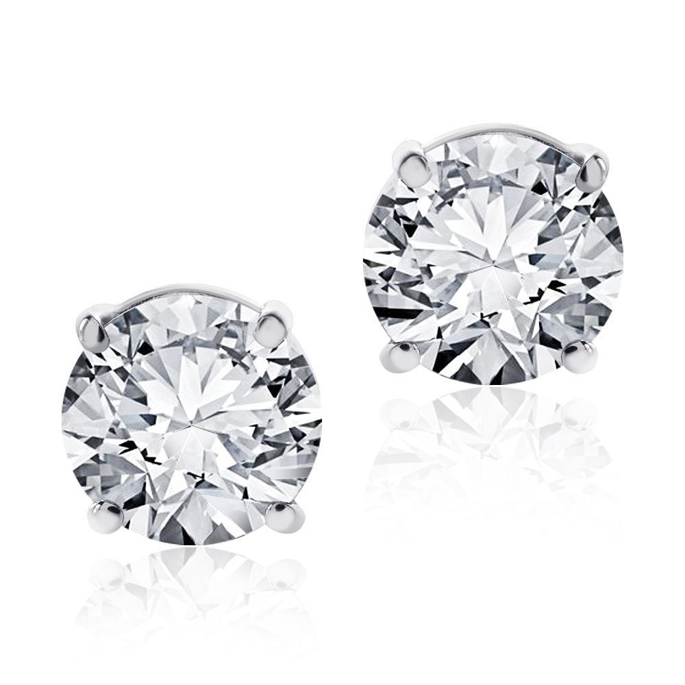 Primary image for 2.00 CTW BRILLIANT ROUND CUT BASKET SCREWBACK EARRINGS SOLID 14K WHITE GOLD