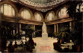 Palm Garden Jefferson Hotel  Richmond Virginia Vintage Souvenir Postcard... - £9.44 GBP