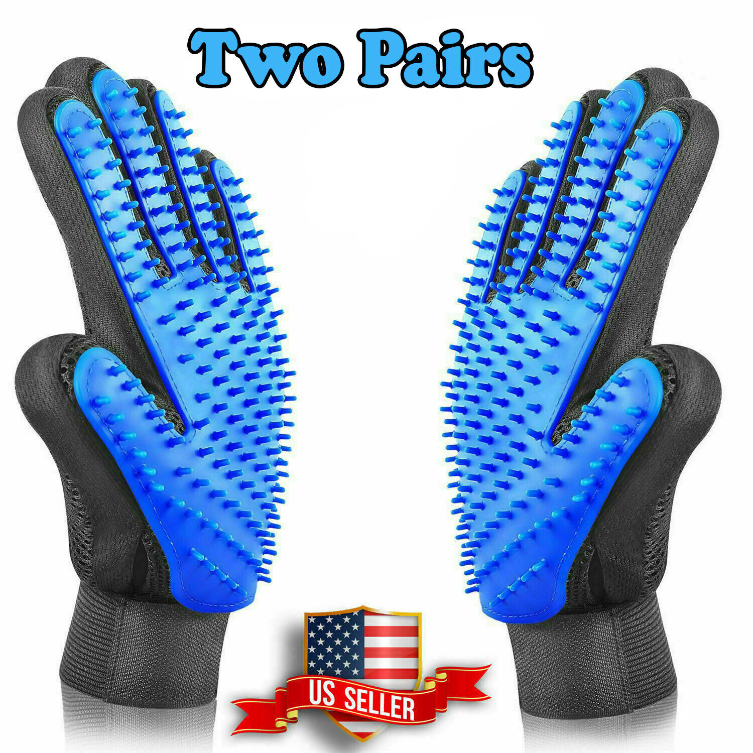 Primary image for 2 Pair Pet Dog Cat Hair Remover Mitt Massage Brush Deshedding Grooming Gloves