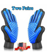 2 Pair Pet Dog Cat Hair Remover Mitt Massage Brush Deshedding Grooming G... - $13.10 CAD