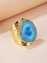 Blu Agata ring, Agata ring band,  blue Agata, vintage stone ring, vintag... - $15.00