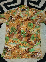 Aloha Hawaii Tropicana  Shirt Men&#39;s Button Up Tapa Vintage polyester Size S - $17.23