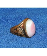 Antique Trading Post type Ring Thunderbird design pink white stone/ glas... - £26.37 GBP