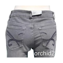 Cache Gray Denim Rhinestone Embellished Jean Pant New Crop Stretch $88 N... - $35.20