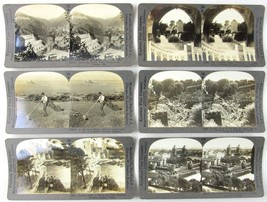 Lot of 6 Antique B&amp;W Stereoview Cards, London, Cockington Conway Castle ... - $11.99