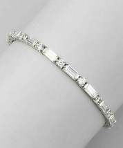 5CT Baguette Simulated Diamond Tennis Bracelet 14k White Gold Plated Silver - £128.25 GBP