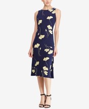 American Living Womens Floral Print Jersey Dress Size 4 Color Navy/Yellow - £63.13 GBP