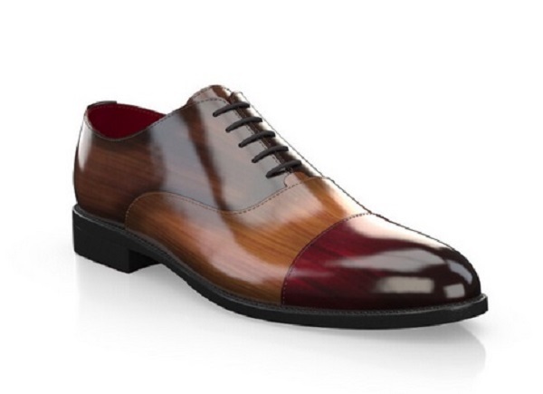 Shiny Multi Color Patina Hand Painted Patent Real Leather Handmade Derby Toe
