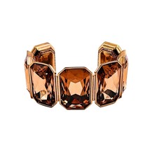 Rebecca Bangle With Large Honey Citrine Swarovski Crystals in Rose Gold Tone - £367.12 GBP