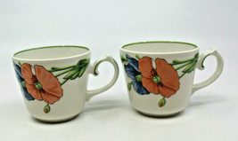 Villeroy and Boch Amapola Porcelain Flat Tea Coffee Mug Cups Set of 2 Fl... - £28.30 GBP
