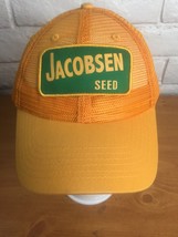Jacobsen Seed Snapback Cap Hat -- Yellow Mesh Farmer Cap w/ Patch -- Adj... - £24.28 GBP