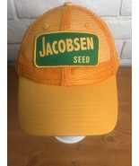Jacobsen Seed Snapback Cap Hat -- Yellow Mesh Farmer Cap w/ Patch -- Adj... - £24.33 GBP