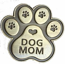 RecoveryChip Dog Mom Paw Print Heart Lapel Pin 1 1/16&quot; Antique Brass - £4.33 GBP