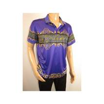 Men's Sports Polo Shirt Barocco Fashion Printed Short Sleeves Soft BSP612 Indigo image 9
