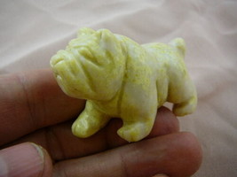 (Y-DOG-EB-700) BULLDOG bull dog carving YELLOW FIGURINE gem stone I love... - $17.53