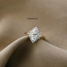 Vintage Style Marquise Cut Moissanite Diamond Engagement Ring Valentine Gift - £87.00 GBP