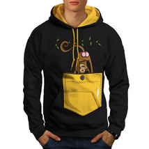 Wellcoda Monkey Pocket Mens Contrast Hoodie, Hilarious Casual Jumper - £31.34 GBP