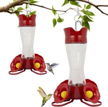 Elegant 2-Pack Clear Glass Hummingbird Feeders with Ant Moat &amp; Bee Guards - $37.57