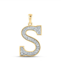 10kt Yellow Gold Womens Round Diamond Initial S Letter Pendant 1/10 Cttw - £94.14 GBP