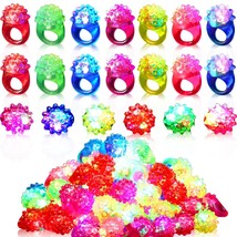 50 Pack Flashing Led Light Up Rings Colorful Bumpy Jelly Rubber Rings Gl... - £38.39 GBP