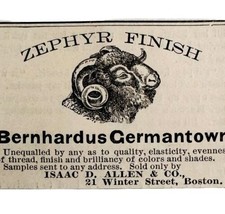 Bernhardus Germantown Zephyr 1885 Advertisement Victorian Clothing ADBN1kkk - £9.82 GBP