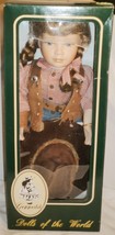 sGORGEOUS PORCELAIN DOLL GEPPEDDO AROUND THE WORLD COWGIRL NMB + DISPLAY... - $23.52