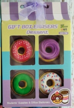 Gift Box Ice Dessert Erasers - 1 Box 4 Pieces - Donut Variety - £1.59 GBP