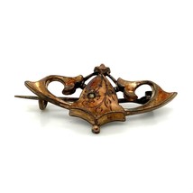 Antique Gold Filled Victorian Art Nouveau Bell Rhinestone Brooch Pin Pendant - £35.60 GBP