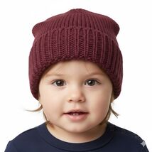 Knitted Toddler Burgundy Cold Weather Beanie Hat (One Size) NEW - $7.91