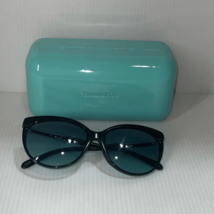Tiffany woman’s Sunglasses TF 4097 cat eye black frame blue lenses - £203.38 GBP