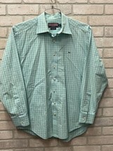 Vineyard Vines Whale Shirt Mens Long Sleeve aqua Plaid Casual Shirt Medium - £13.32 GBP