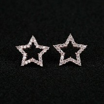 14K Rose Gold Plated 0.60Ct Round Cut Simulated Diamond Open Star Stud Earrings - £55.13 GBP