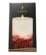 6.5&quot; x 3.5&quot; Luminara Real Flame Effect LED Candle Embedded Berry Pillar ... - €50,97 EUR