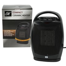 Space Heater &amp; Fan 1500W Portable Adjustable 2-Settings Ceramic Black - £45.55 GBP