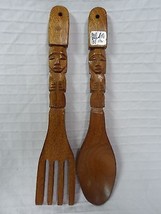 Tiki Honolulu Alii Woods 12&quot; Wooden Salad Spoon Fork Serving Carved Kitchen - £19.73 GBP