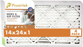 Proairtek AF14241M08SWH Model MERV 8 14x24x1 Air Filter (Pack of 4) - £48.06 GBP