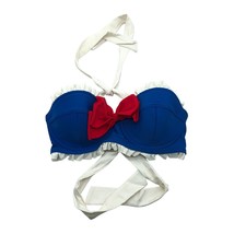 Hot Topic Bikini Top Retro Sailor Halter Bow Underwire Molded Cups Blue ... - £8.58 GBP