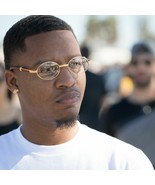 Mens Hip Hop 18k Gold Frame Oval Shape Clear Lens Wood Grain Retro Eye Glasses - $19.39